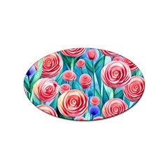 Brilliantly Hued Watercolor Flowers In A Botanical Sticker Oval (100 Pack) by GardenOfOphir