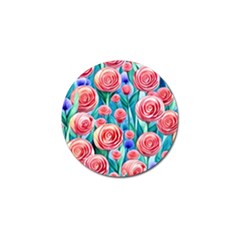 Brilliantly Hued Watercolor Flowers In A Botanical Golf Ball Marker by GardenOfOphir