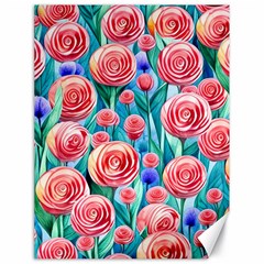 Brilliantly Hued Watercolor Flowers In A Botanical Canvas 18  X 24  by GardenOfOphir