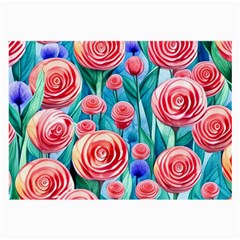 Brilliantly Hued Watercolor Flowers In A Botanical Large Glasses Cloth (2 Sides) by GardenOfOphir