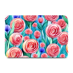 Brilliantly Hued Watercolor Flowers In A Botanical Plate Mats by GardenOfOphir