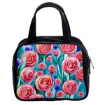 Brilliantly Hued Watercolor Flowers In A Botanical Classic Handbag (Two Sides) Front