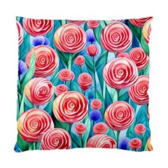 Brilliantly Hued Watercolor Flowers In A Botanical Standard Cushion Case (two Sides) by GardenOfOphir