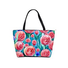 Brilliantly Hued Watercolor Flowers In A Botanical Classic Shoulder Handbag by GardenOfOphir