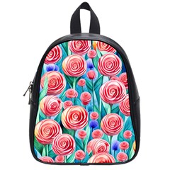 Brilliantly Hued Watercolor Flowers In A Botanical School Bag (small) by GardenOfOphir