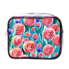 Brilliantly Hued Watercolor Flowers In A Botanical Mini Toiletries Bag (one Side) by GardenOfOphir