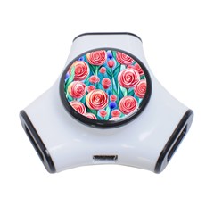 Brilliantly Hued Watercolor Flowers In A Botanical 3-port Usb Hub by GardenOfOphir