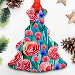 Brilliantly Hued Watercolor Flowers In A Botanical Ornament (christmas Tree)  by GardenOfOphir