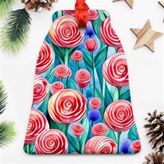 Brilliantly Hued Watercolor Flowers In A Botanical Ornament (bell) by GardenOfOphir