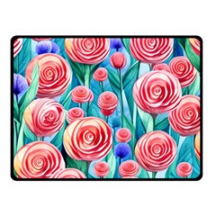 Brilliantly Hued Watercolor Flowers In A Botanical Fleece Blanket (small) by GardenOfOphir