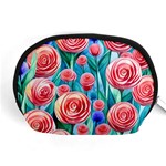 Brilliantly Hued Watercolor Flowers In A Botanical Accessory Pouch (Medium) Front