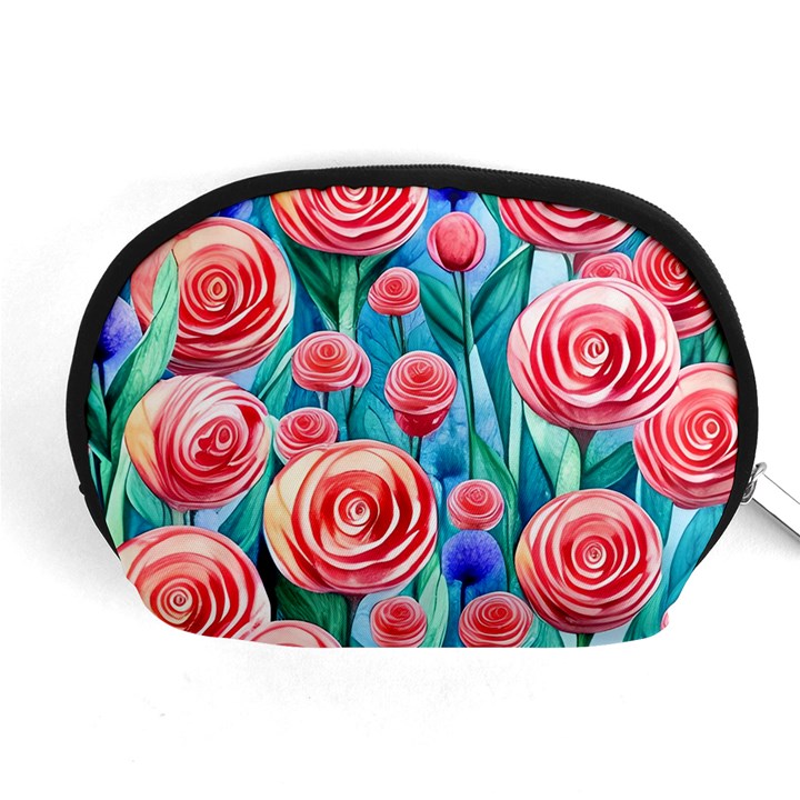 Brilliantly Hued Watercolor Flowers In A Botanical Accessory Pouch (Medium)