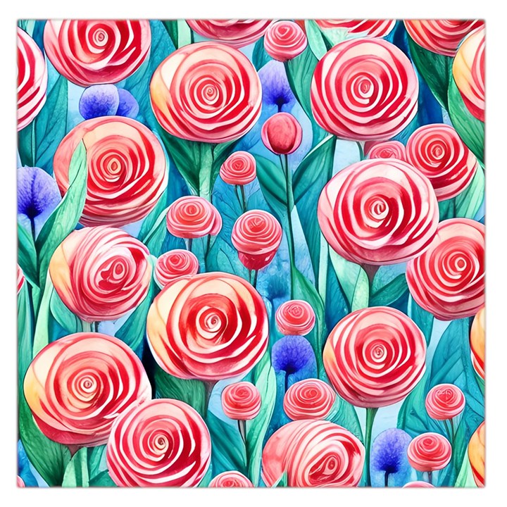 Brilliantly Hued Watercolor Flowers In A Botanical Square Satin Scarf (36  x 36 )