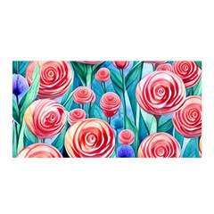 Brilliantly Hued Watercolor Flowers In A Botanical Satin Wrap 35  X 70  by GardenOfOphir