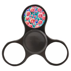 Brilliantly Hued Watercolor Flowers In A Botanical Finger Spinner by GardenOfOphir