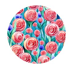 Brilliantly Hued Watercolor Flowers In A Botanical Mini Round Pill Box by GardenOfOphir