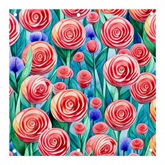 Brilliantly Hued Watercolor Flowers In A Botanical Banner And Sign 3  X 3  by GardenOfOphir