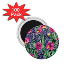 Dazzling Watercolor Flowers And Foliage 1 75  Magnets (100 Pack)  by GardenOfOphir