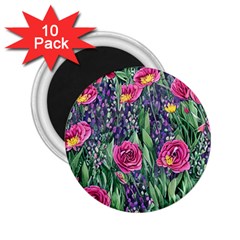 Dazzling Watercolor Flowers And Foliage 2 25  Magnets (10 Pack)  by GardenOfOphir