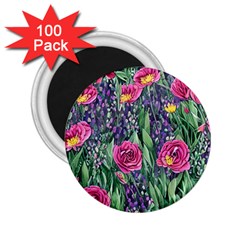 Dazzling Watercolor Flowers And Foliage 2 25  Magnets (100 Pack)  by GardenOfOphir