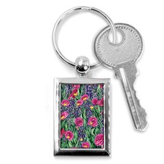 Dazzling Watercolor Flowers And Foliage Key Chain (rectangle) by GardenOfOphir