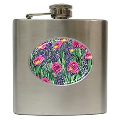 Dazzling Watercolor Flowers And Foliage Hip Flask (6 Oz) by GardenOfOphir