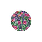 Dazzling Watercolor Flowers And Foliage Golf Ball Marker Front