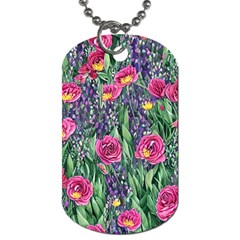 Dazzling Watercolor Flowers And Foliage Dog Tag (two Sides) by GardenOfOphir