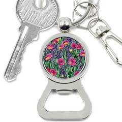 Dazzling Watercolor Flowers And Foliage Bottle Opener Key Chain by GardenOfOphir