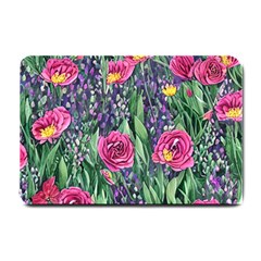 Dazzling Watercolor Flowers And Foliage Small Doormat by GardenOfOphir