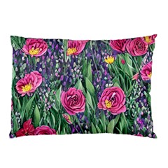 Dazzling Watercolor Flowers And Foliage Pillow Case by GardenOfOphir