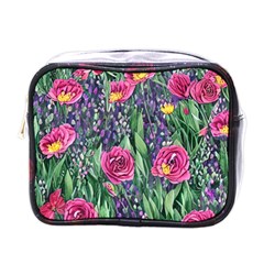 Dazzling Watercolor Flowers And Foliage Mini Toiletries Bag (one Side) by GardenOfOphir