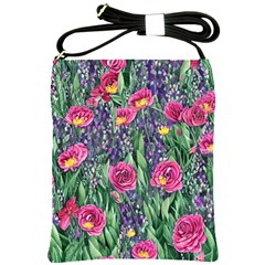 Dazzling Watercolor Flowers And Foliage Shoulder Sling Bag by GardenOfOphir