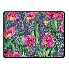 Dazzling Watercolor Flowers And Foliage One Side Fleece Blanket (small) by GardenOfOphir