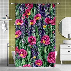 Dazzling Watercolor Flowers And Foliage Shower Curtain 48  X 72  (small)  by GardenOfOphir