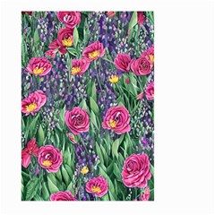 Dazzling Watercolor Flowers And Foliage Large Garden Flag (two Sides) by GardenOfOphir