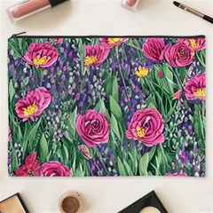 Dazzling Watercolor Flowers And Foliage Cosmetic Bag (xxxl) by GardenOfOphir