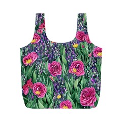 Dazzling Watercolor Flowers And Foliage Full Print Recycle Bag (m) by GardenOfOphir