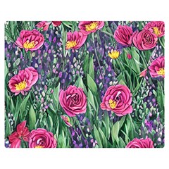 Dazzling Watercolor Flowers And Foliage Premium Plush Fleece Blanket (medium) by GardenOfOphir