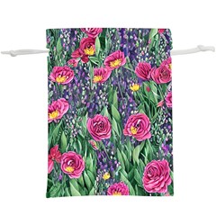 Dazzling Watercolor Flowers And Foliage Lightweight Drawstring Pouch (xl) by GardenOfOphir