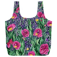 Dazzling Watercolor Flowers And Foliage Full Print Recycle Bag (xxl) by GardenOfOphir