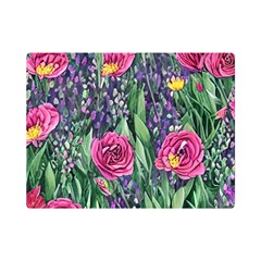 Dazzling Watercolor Flowers And Foliage One Side Premium Plush Fleece Blanket (mini) by GardenOfOphir