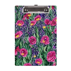 Dazzling Watercolor Flowers And Foliage A5 Acrylic Clipboard by GardenOfOphir