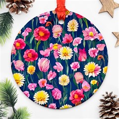 Botanical Flowers Pattern Ornament (round) by GardenOfOphir