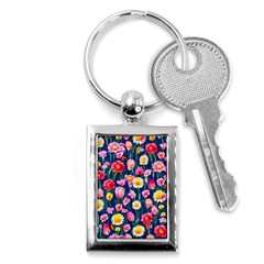 Botanical Flowers Pattern Key Chain (rectangle) by GardenOfOphir