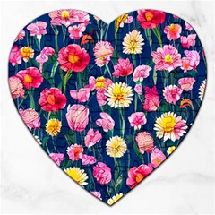 Botanical Flowers Pattern Jigsaw Puzzle (heart) by GardenOfOphir