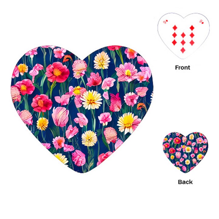 Botanical Flowers Pattern Playing Cards Single Design (Heart)