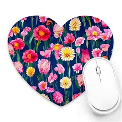 Botanical Flowers Pattern Heart Mousepad by GardenOfOphir