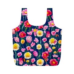 Botanical Flowers Pattern Full Print Recycle Bag (m) by GardenOfOphir