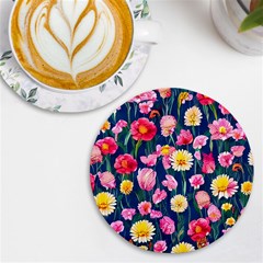 Botanical Flowers Pattern Uv Print Round Tile Coaster by GardenOfOphir